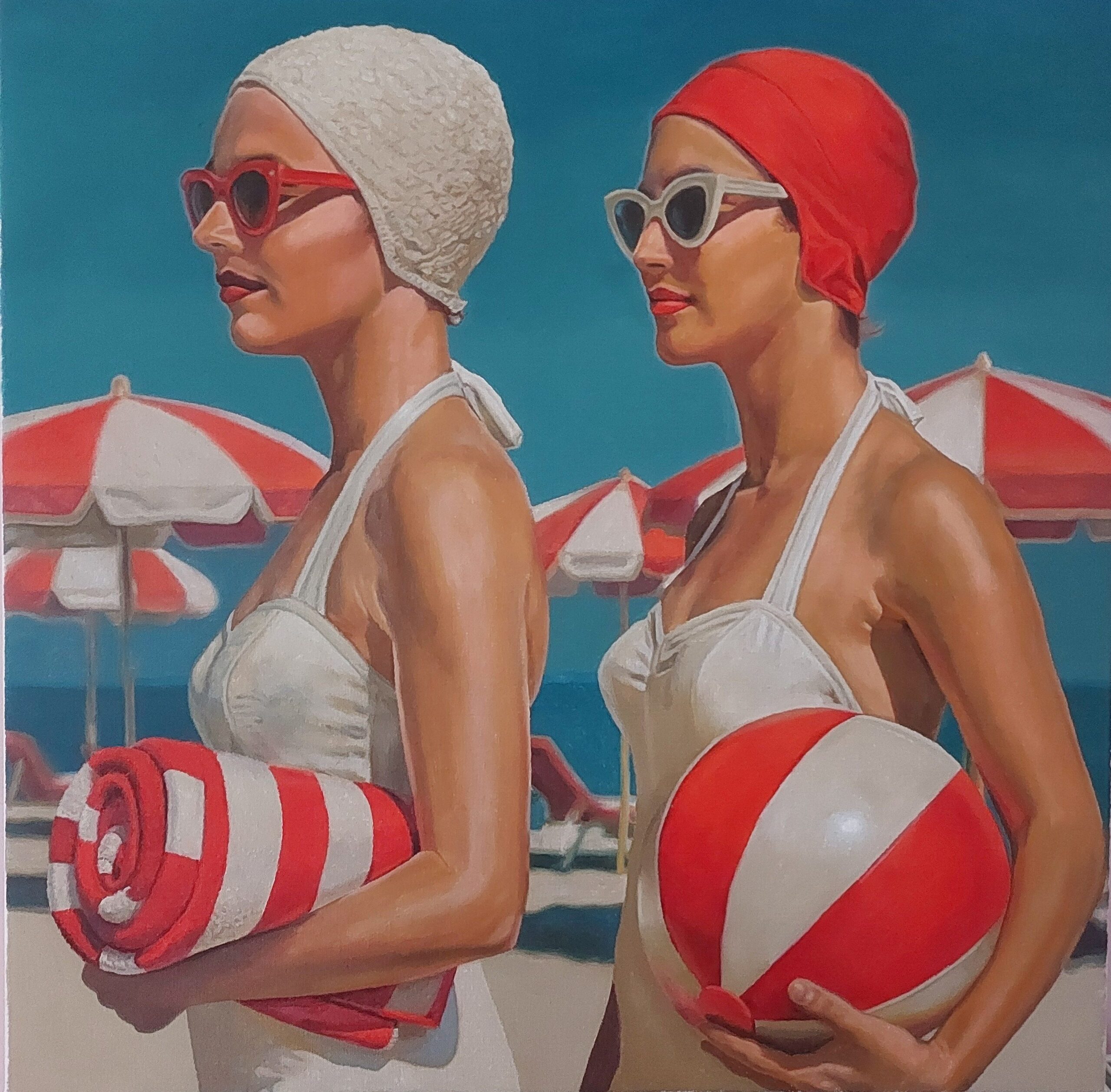 Beach Swimmers. Oil on canvas. 70x70cm